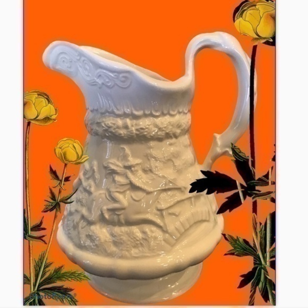 - - NEW - 8” glazed decorative pitcher